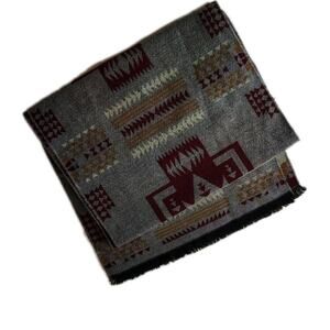 Nativo Scarf Southwestern Native American Artisan Wrap Grey Black Maroon Tribal
